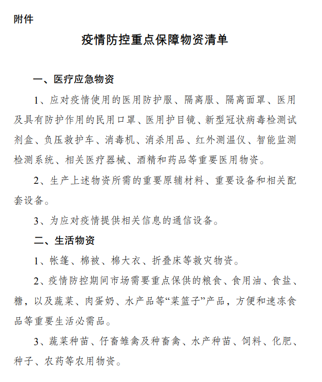 发改委确定疫情防控重点保障物资清单将视需要予以动态调整