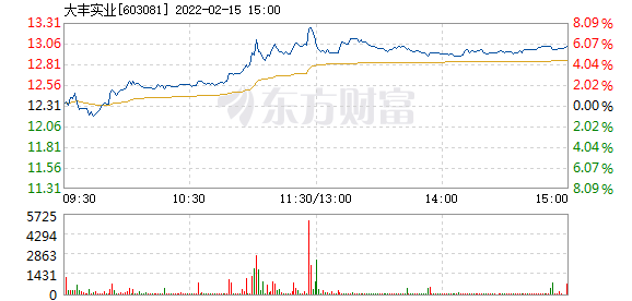 大丰实业2月15日快速上涨