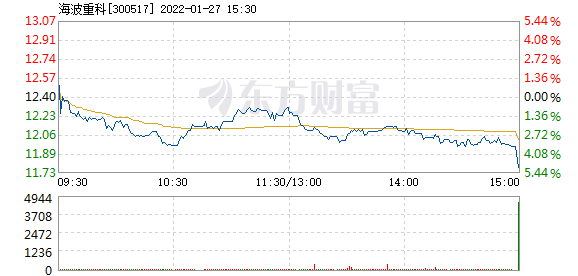 海波重科1月27日盘中跌幅达5