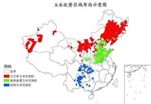 中国玉米种植优势区域分布