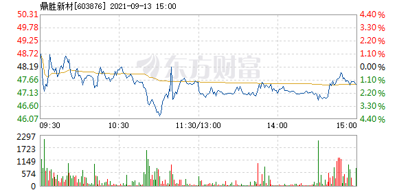 股票频道 正文以下是鼎胜新材在北京时间9月13日09:36分盘口异动快照