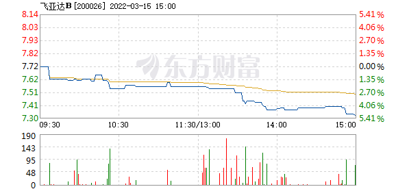 飞亚达b3月15日盘中跌幅达5