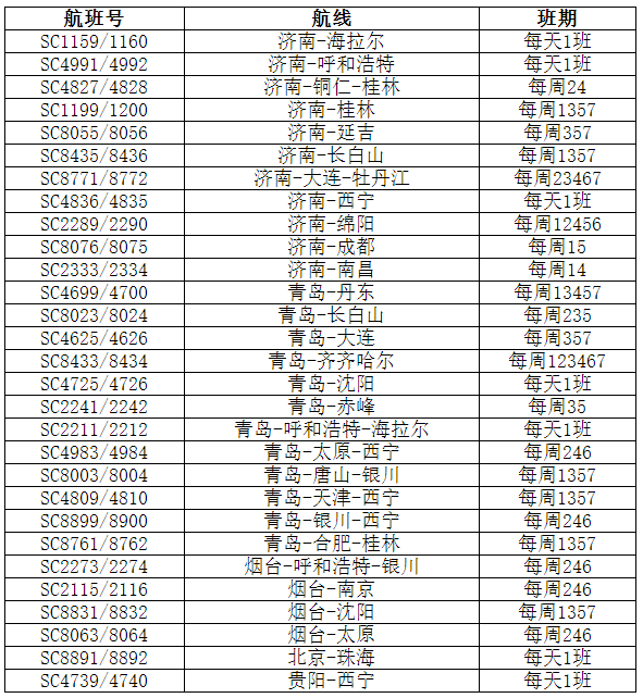 *具体航班信息请以实际查询为准