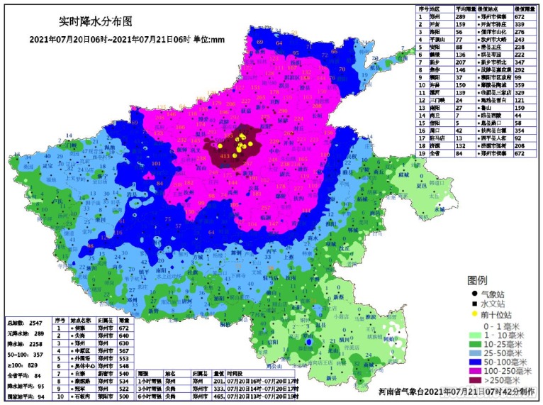 河南降水分布图(单位:mm)