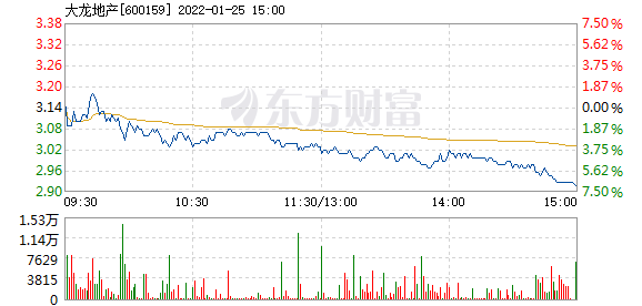 大龙地产1月25日盘中跌幅达5