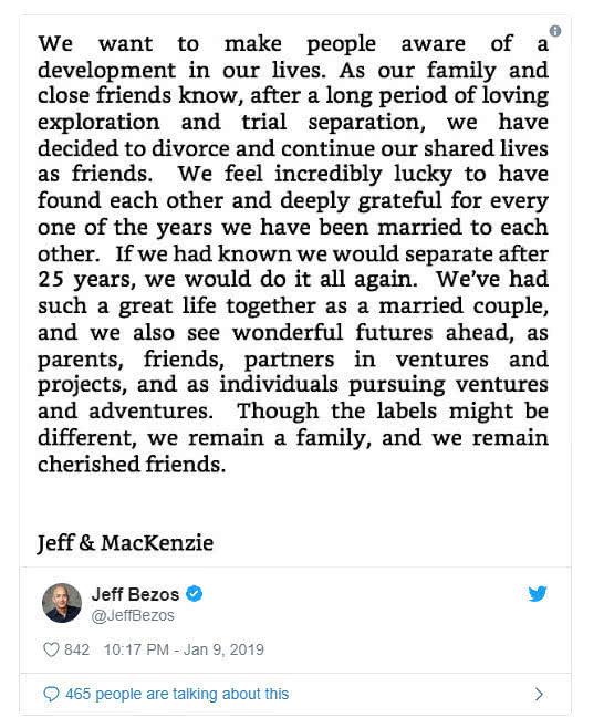 54岁贝佐斯疑出轨离婚,25年发妻曾任亚马逊会