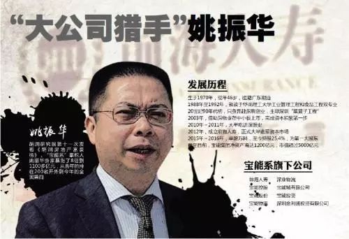 之前,姚振华利用旗下的宝能系公司频频在市场上举牌,也因此被称之为"
