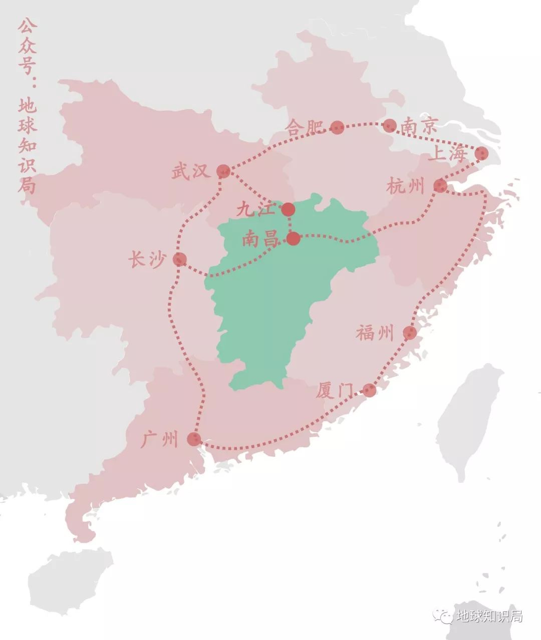 虽然也连上了九江南昌,但江西南北还没打通隔壁省份的环江西高铁都