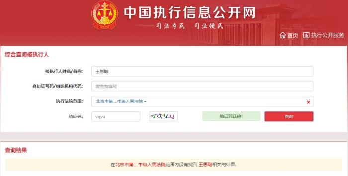 截图来源：中国执行信息公开网