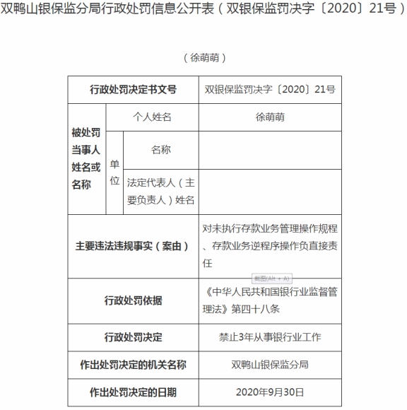 龙江银行双鸭山某支行违法遭罚100万印章管理不到位