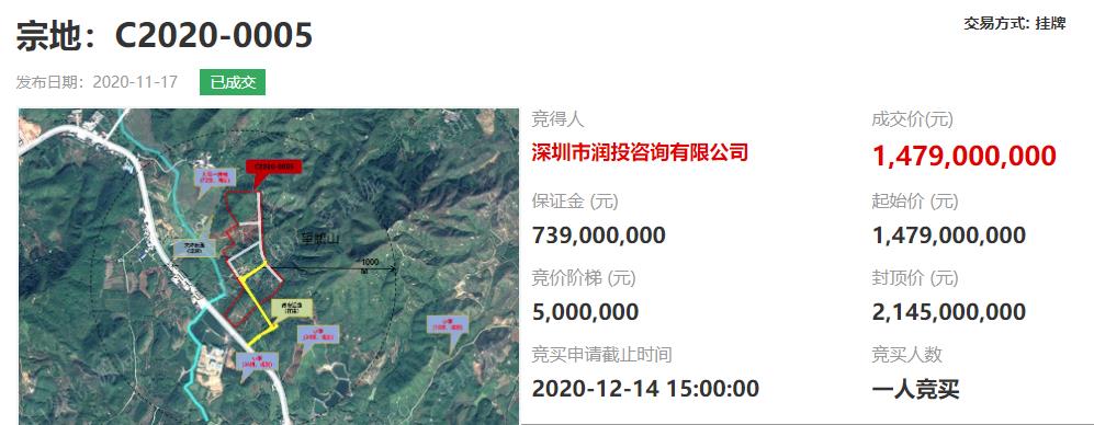 华润置地14.79亿元竞得深圳1宗居住用地
