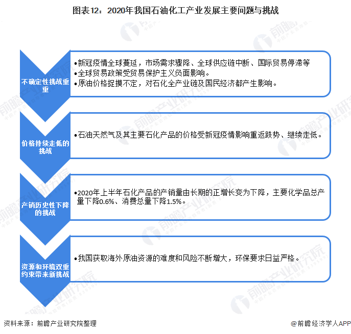 图表12:2020年我国石油化工产业发展主要问题与挑战