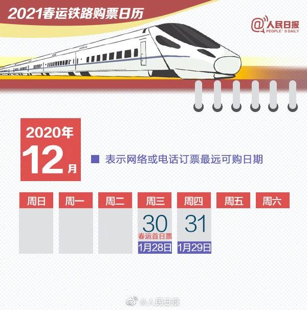 2021春运购票日历来了！高铁计次票将上线 目前仅支持京沪、成渝高铁