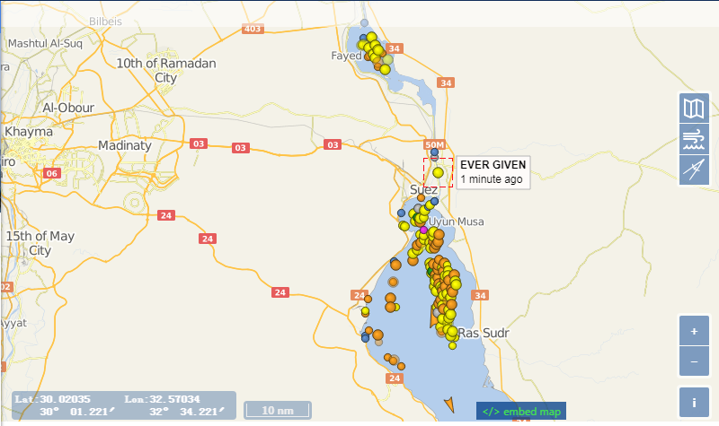 埃及苏伊士运河管理局表示：重新开始尝试拖运搁浅船只
