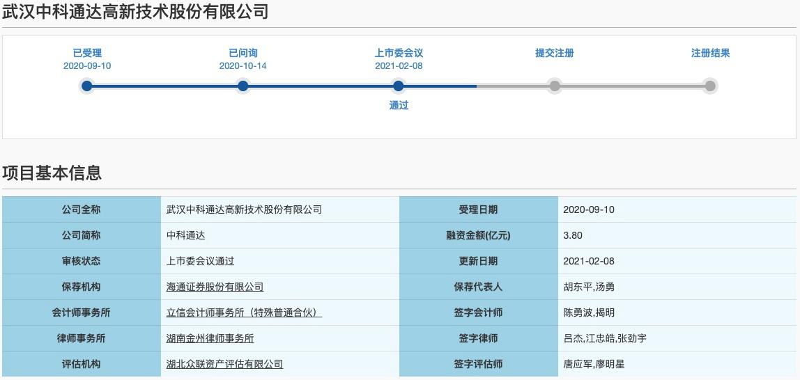 中科通达科创板IPO过会：四年现金流合计净负2亿 