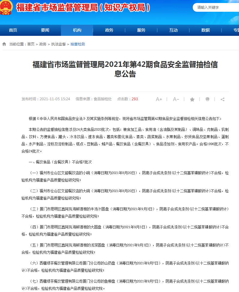 福建7批次餐具抽检不合格 涉绿茶餐厅等 _ 东方财富网