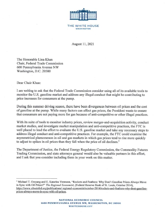 美国联邦贸易委员会被要求密切监控汽油市场