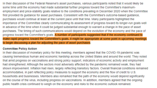 美联储会议纪要：部分委员建议考虑讨论缩减QE