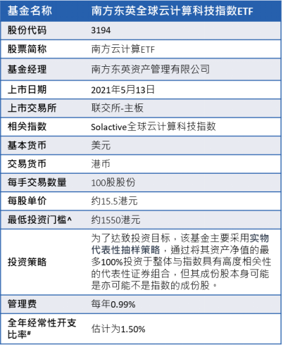 南方东英全球云计算科技指数etf明日在香港交易所首发上市 东方财富网