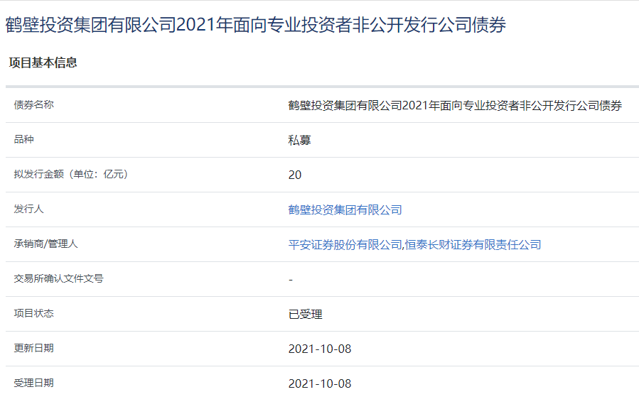 《千里马计划官网2021最新版本_鹤壁投资集团拟发行20亿元私募债获上交所受理》