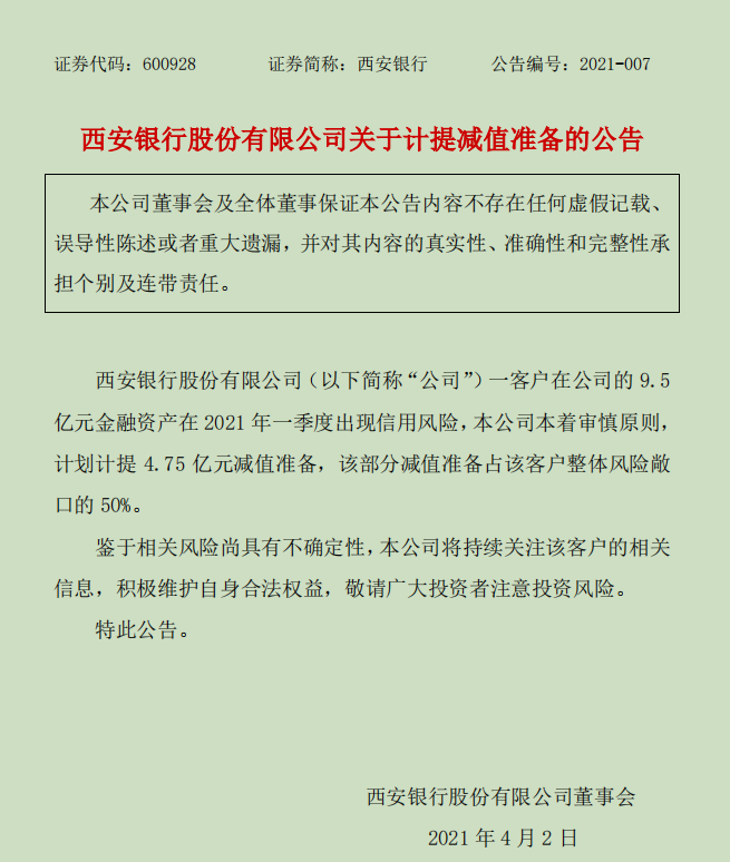 风险敞口9 5亿西安银行这家单一贷款客户到底是谁 东方财富网