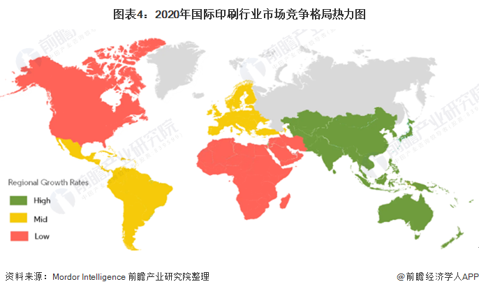 图表4:2020年国际印刷行业市场竞争格局热力图