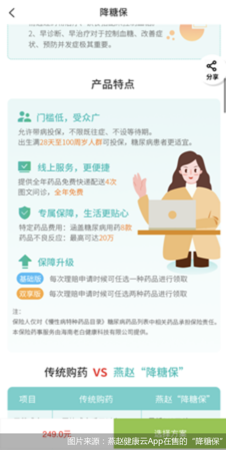 图片来源：燕赵健康云App在售的降糖保