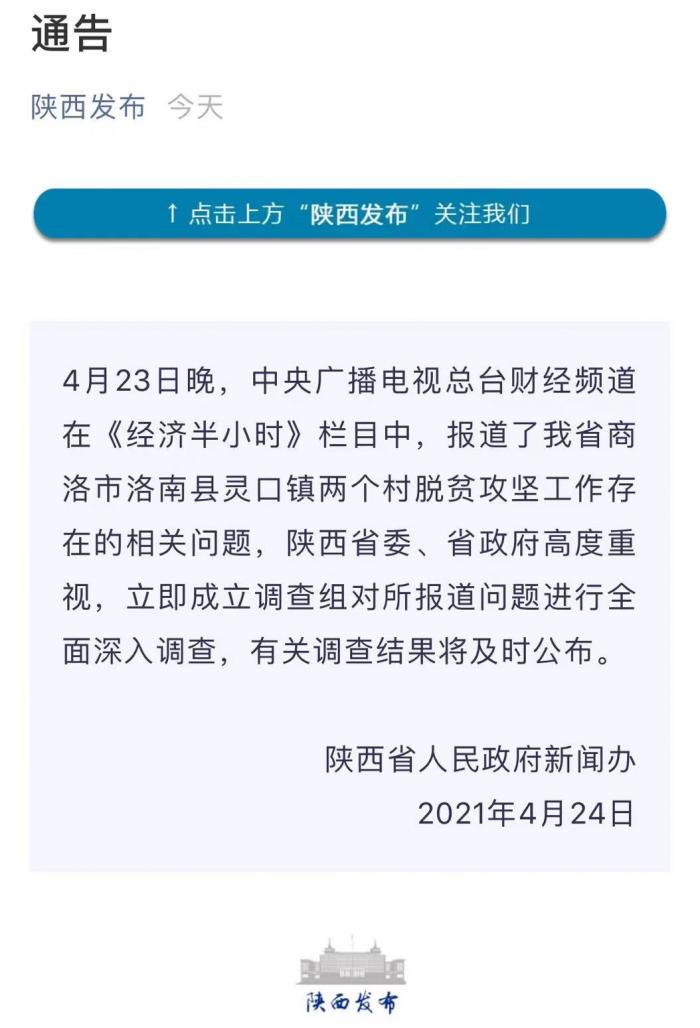 《经济半小时》栏目中,报道了陕西省商洛市洛南县灵口镇两个村脱贫