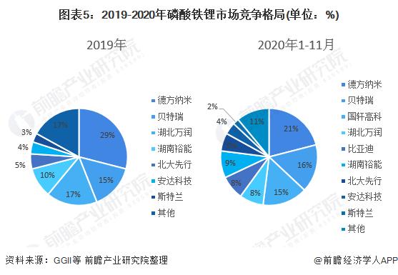 图表5:2019-2020年磷酸铁锂市场竞争格局(单位：%)