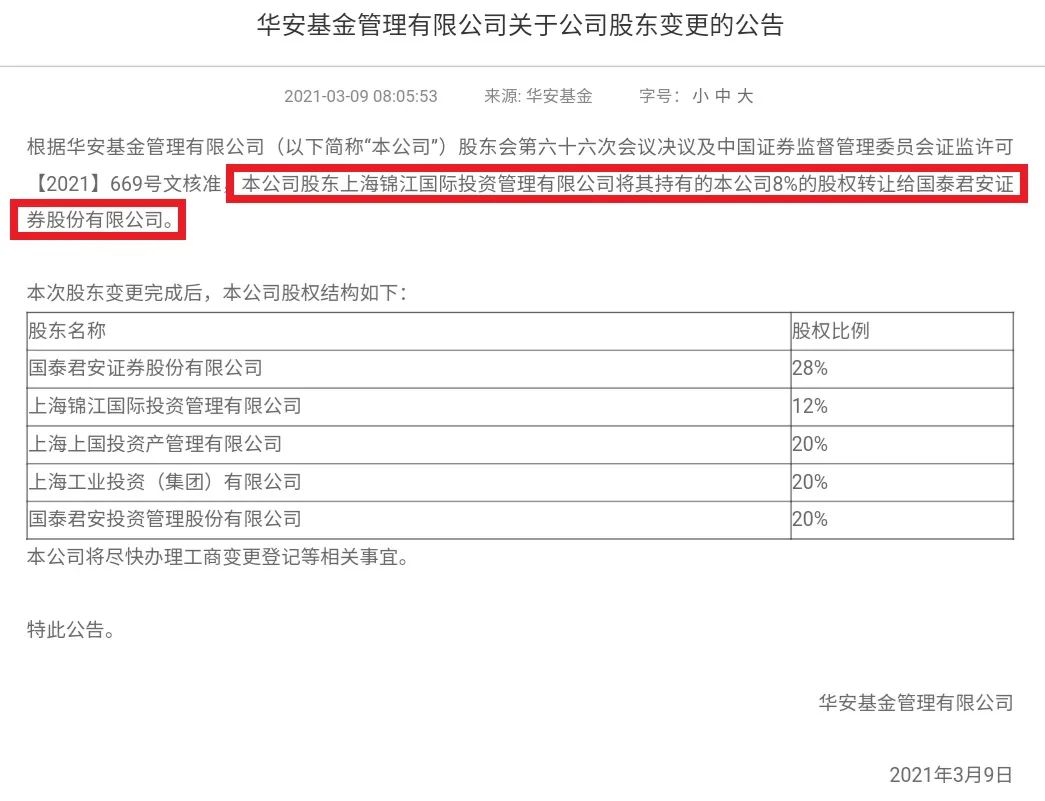 券商巨头出手!这家老牌基金公司股权变了