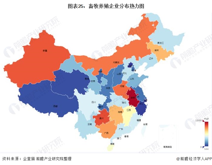 图表25:畜牧养殖企业分布热力图