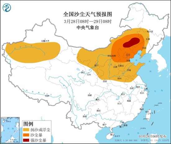 注意防护！北京，天津，河北等地的沙尘暴黄色预警持续有沙尘暴